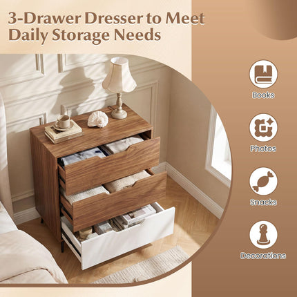 Dreamade 3-Drawer Rustic Farmhouse Wooden Storage Dresser