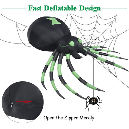 DREAMADE 6 FT Lighted Inflatable Spider Halloween Yard Decoration