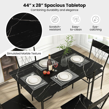 Dreamade Dining Table Set for 4, 5-Piece Breakfast Nook with Kitchen Table, 4 Dining Chairs