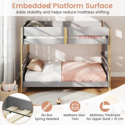 Dreamade Twin Over Twin Bunk Bed with Ladder for Kids Teens Bedroom