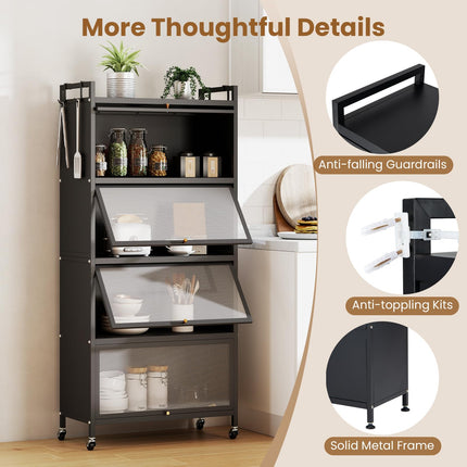 Dreamade 5-Tier Kitchen Storage Cabinet, Freestanding Metal Baker's Rack