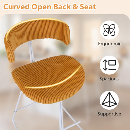 Dreamade 25" Fabric Upholstered Armless Counter Height Chairs with Metal Legs & Footrest