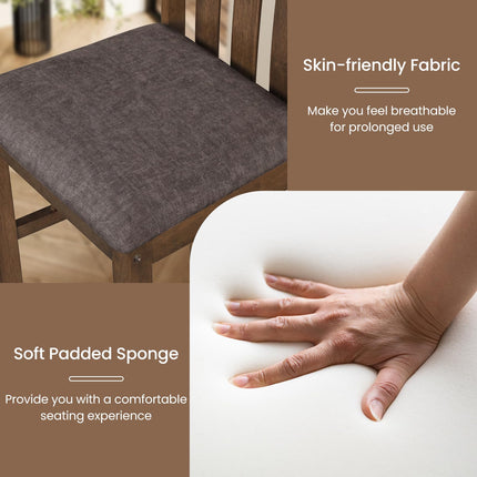 Dreamade Rubber Wood Dining Chairs with Upholstered Cushioned Seat (2/4)