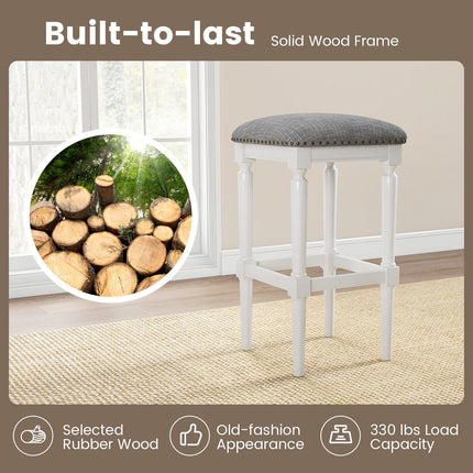 Dreamade Bar Stools Set of 2, 3-Height Adjustable 19"/27"/31" Wood Barstools with Padded Seat