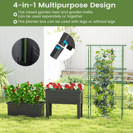 Dreamade Raised Garden Bed with Legs and Trellis for Climbing Plants