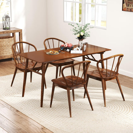 Dreamade Wooden Dining Chairs Set of 2/4, Windsor Kitchen Chairs w/High Spindle Back & Rubber Wood Legs