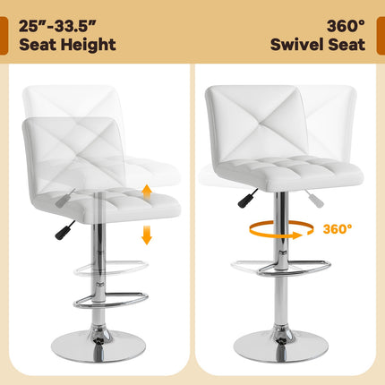 Dreamade Bar Stools Set of 2/4, Modern PU Leather Swivel Counter Height Bar Stools with Back