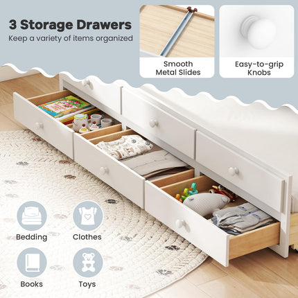 Dreamade Full Size Bed Frame with Twin Trundle & 3 Storage Drawers