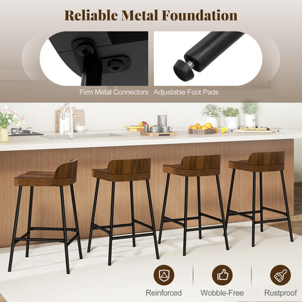 Dreamade 24.5'' Bar Stool, Counter Height Bar Stools with Low Back & Footrest
