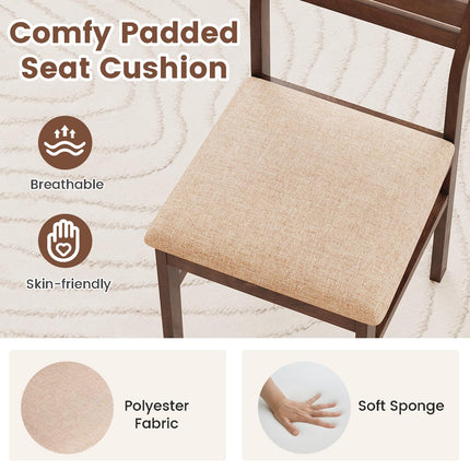 Dreamade Wooden Dining Chairs Set of 2/4 Fabric Upholstered Kitchen Armless Chairs