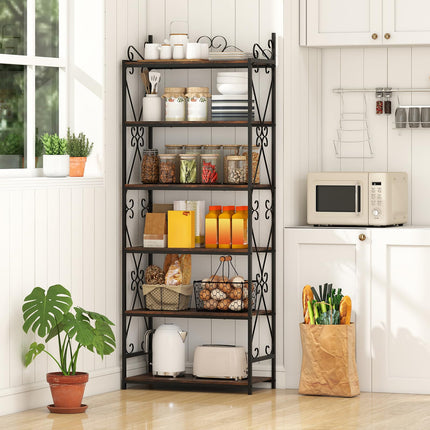 Dreamade 6-Tier Bookshelf Industrial Bookcase with 2 Anti-Tipping Kits and Metal Frame