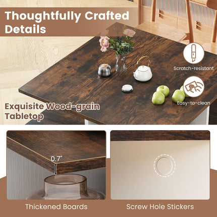 Dreamade Mid Century Modern Center Table with 4 Storage Compartments