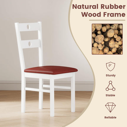 Dreamade PU Leather Upholstered Kitchen Chairs w/Hollowed Backrest & Padded Seat