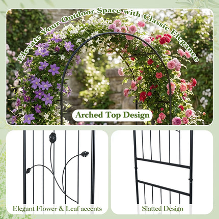 Dreamade 87" Decorative Metal Garden Arbor Arch Trellis for Climbing Plants