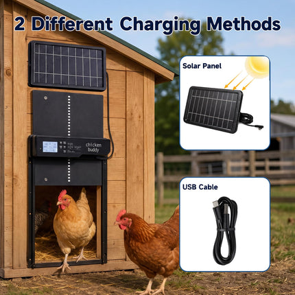 Dreamade Aluminum Auto Chicken Coop Door Solar Powered with Light Sensor & Timer