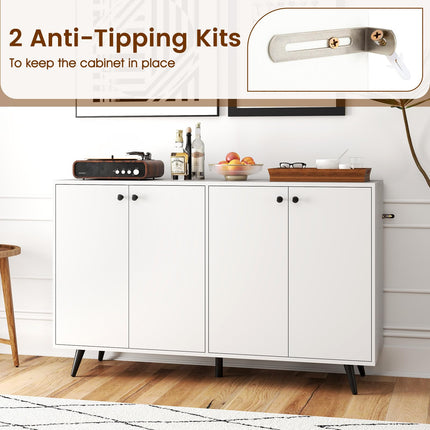 Dreamade Buffet Sideboard 4-Door Storage Cabinet with 5-Position Adjustable Shelves