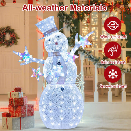 Dreamade 5 FT Lighted Snowman Christmas Outdoor Decoration with Hat, Scarf & Stars