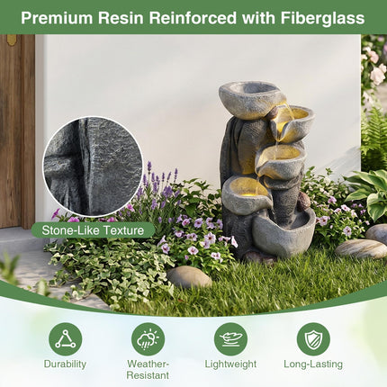 Dreamade 5-Tier Outdoor Water Fountain with Lights