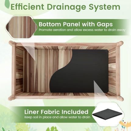 Dreamade Wooden Raised Garden Bed Natural Acacia Wood Rectangular Planter Box with Liner