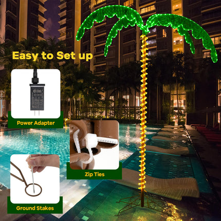 Dreamade 7.5 FT Lighted Palm Tree, Tropical Christmas Tree with 332 LED Lights