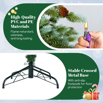 Dreamade 7ft Pre-Lit Artificial Christmas Tree, Hinged Full Xmas Pine Tree with 340 Warm White LED Lights