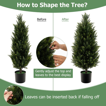 Dreamade 3FT Artificial Topiary Cedar Tree, Faux Potted Plants Artificial Cypress Tree with Cement Plastic Pot