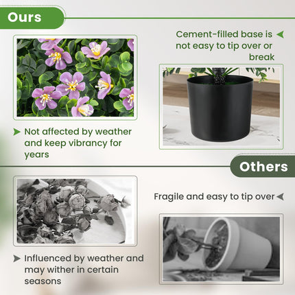 Dreamade Set of 2 Faux Potted Plants Artificial Shrubs Bushes with Flowers