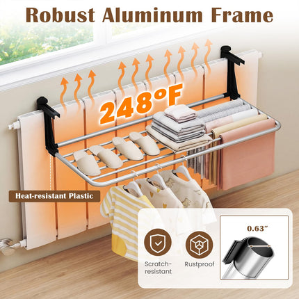 Dreamade Aluminum Hanging Laundry Rack with Adjustable and Foldable Brackets (37" L)