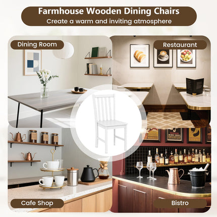 Dreamade Wooden Dining Chairs Set of 2/4-100% Solid Rubber Wood Kitchen Chair with Curved Backrest