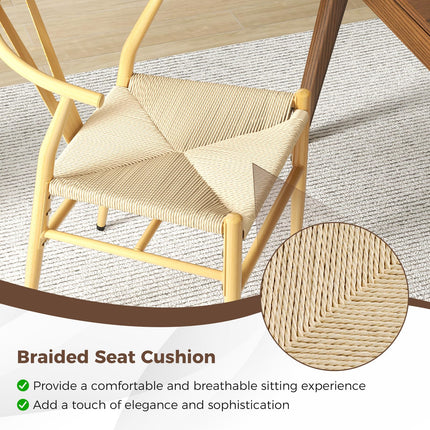 【侵权下架】Dreamade Metal Dining Chairs Set of 2/4 Mid-Century Weave Dining Room Chair w/Y-Shaped Backrest