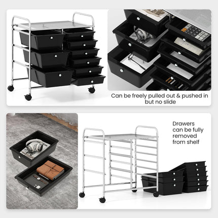 Dreamade 9 Drawers Rolling Cart, Classroom Organizers, Storage Cart with Wheels