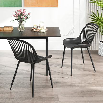 Dreamade Black Dining Chairs Set of 4, Modern Kitchen Chairs w/Metal Legs