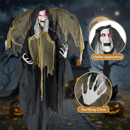 Dreamade 8.2 FT Halloween Standing Witch, Poseable Halloween Animatronic Prop with Light up Eyes