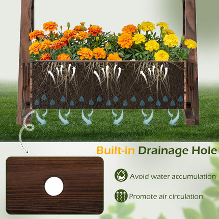 Dreamade Wooden Wagon Planter Box for Patio Garden Balcony