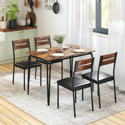 Dreamade 5-Piece Dining Table Set Industrial Rectangular Kitchen Table and 4 Armless Chairs
