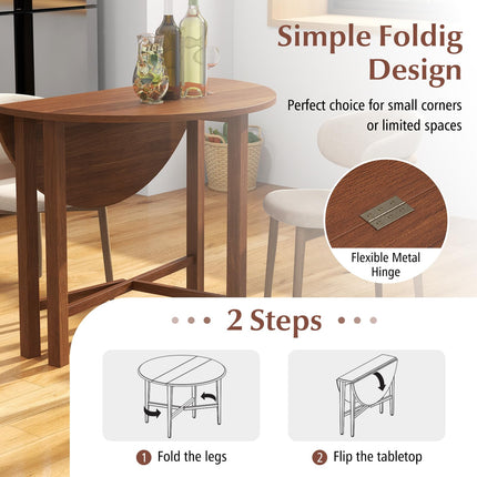 Dreamade 35.5” Round Dining Table, Folding Kitchen Table for Small Spaces