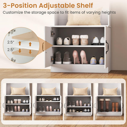 Dreamade 3-in-1 Hall Tree with Bench and Shoe Storage 23.5" Tall Coat Rack