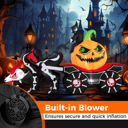 Dreamade 9 FT Halloween Inflatable Outdoor Decoration, Blow up Grim Reaper Driving Pumpkin Carriage