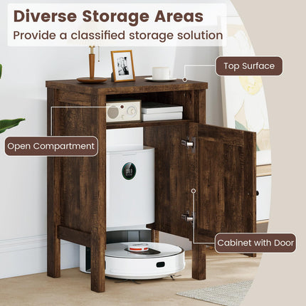 Dreamade Robot Vacuum Storage Cabinet with Door and Open Shelf for Living Room Bedroom