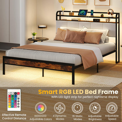 Dreamade King/Queen/Full/Twin Size Bed Frame with Storage Headboard