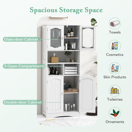 Dreamade 58.5" Tall Storage Cabinet - Pantry Cabinet with Tempered Glass Doors, Adjustable Shelves