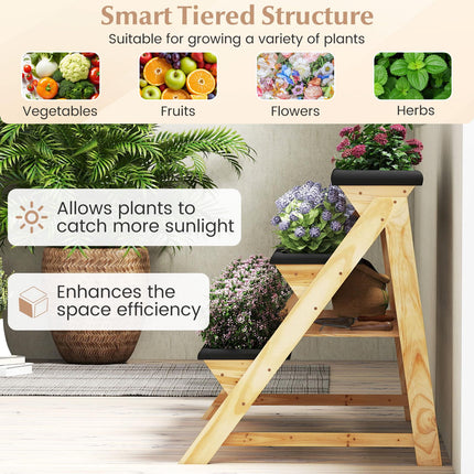 Dreamade 3-Tier Vertical Raised Garden Bed Wood Elevated Planter Box with Legs