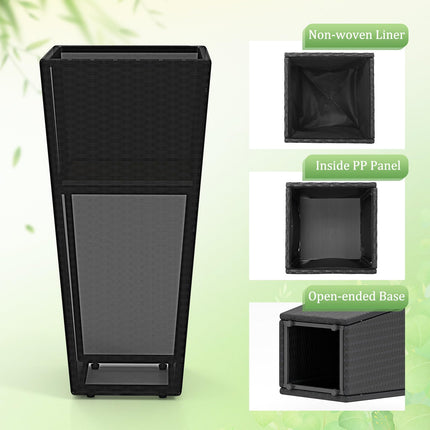 Dreamade Set of 2 Outdoor Wicker Flower Pot 30 Inch Tall Planters with Drainage System