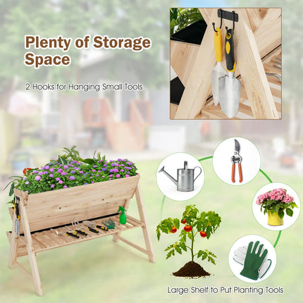 Dreamade Raised Garden Bed, Vertical Planter with Storage Shelf (Natural)
