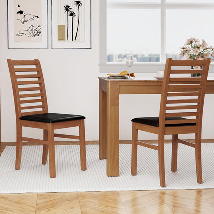 Dreamade Wooden Dining Chairs Set PU Leather Upholstered Kitchen Armless Chairs w/Rubber Wood Legs