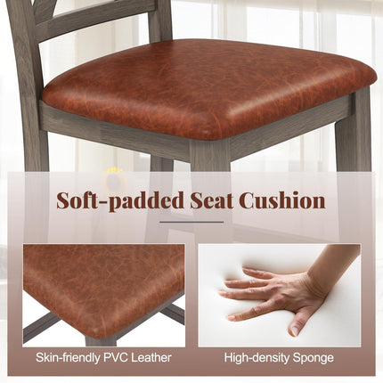 Dreamade 24" Bar Stools Set of 2/4, Counter Height Bar Stools with Cross Back & Faux Leather Upholstered Seat