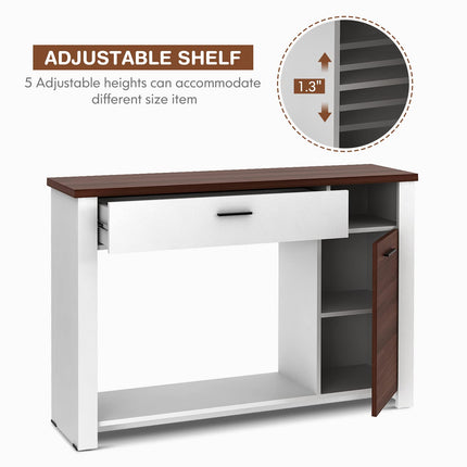 Dreamade Console Table 48 Inch Sofa Side Table with Drawer and Cabinet, Entryway Table
