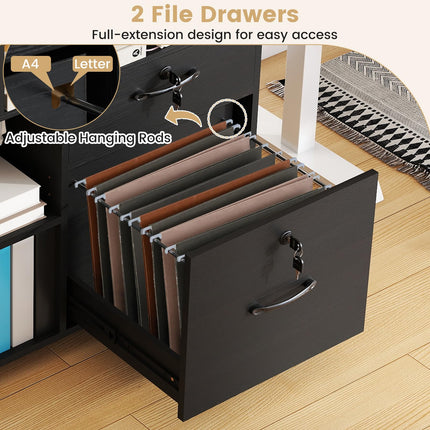 Dreamade 4-Drawer Lateral File Cabinet with Lock & 5 Rolling Wheels (2 Lockable)