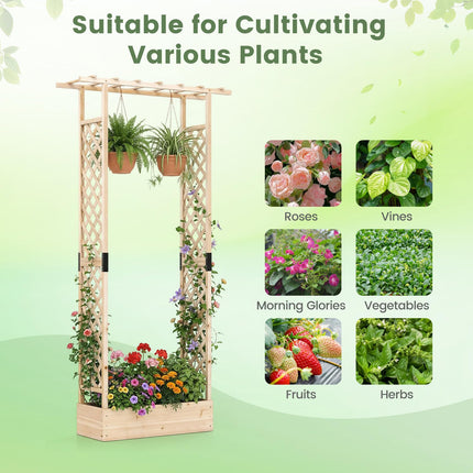 Dreamade Wooden Raised Garden Bed with Trellis & Hanging Roof