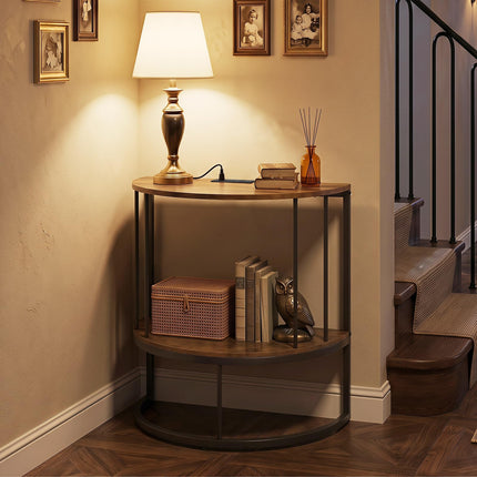 Dreamade Half Moon Console Table with Outlets